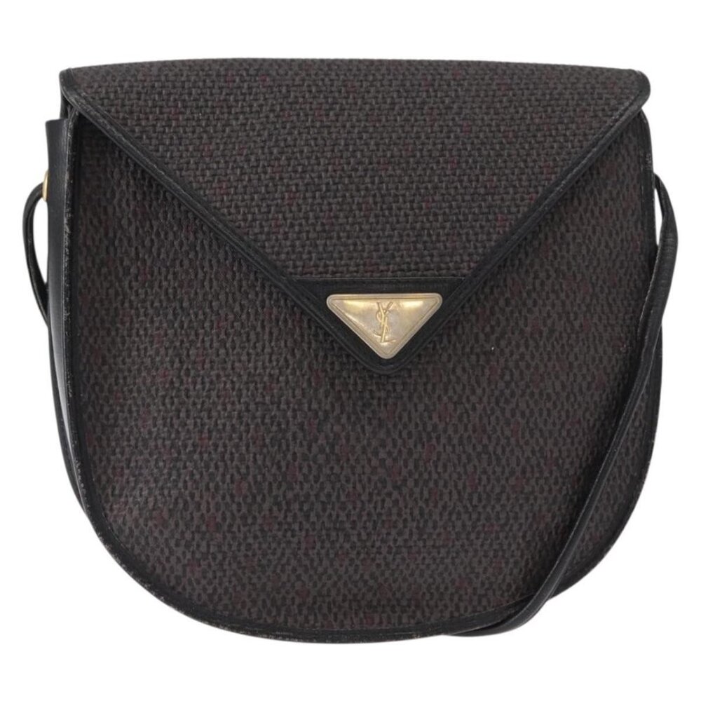 Authentic SAINT LAURENT Shoulder Bag Canvas Black Gold